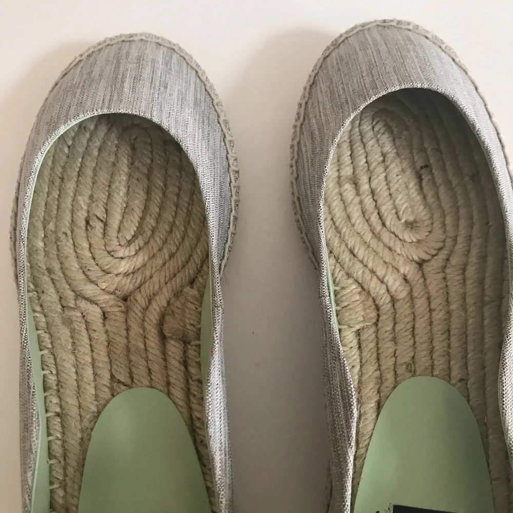 ZAC Zac Posen Vinca Gray Ballet Flat Espadrille With Ribbon Ankle Tie Size 7 NIB